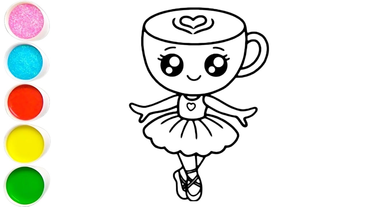 Ballerina cappuccino drawing painting coloring for kids and toddlers Art for beginners 