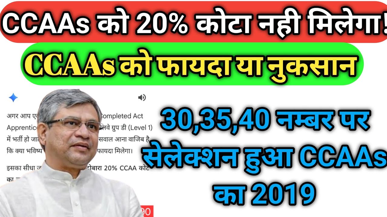 CCAAs को 20% कोटा नही मिलेगा ! || CCAA को फायदा या नुकसान पुरी जानकारी || RRB GROUP-D 2024-25 