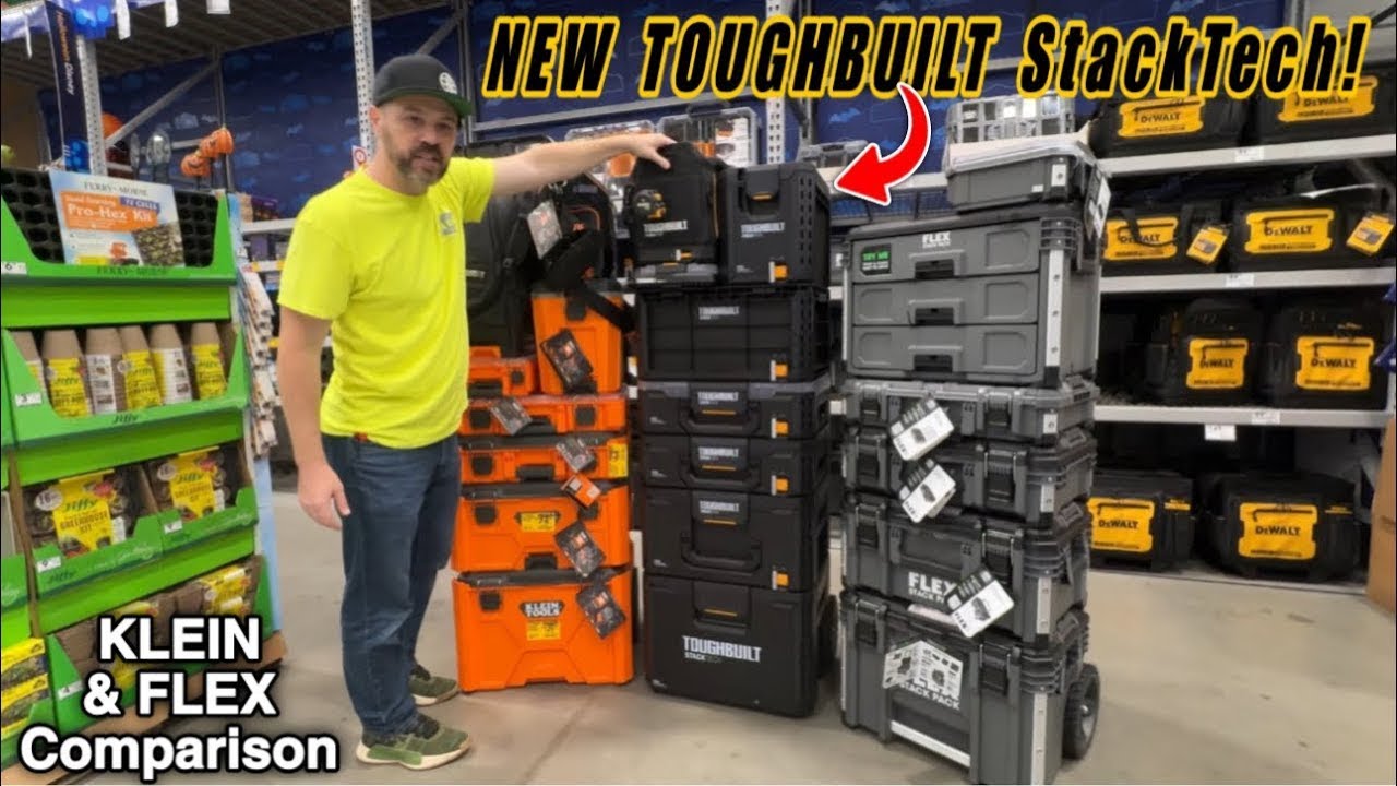 Comparing NEW TOUGHBUILT StackTech To KLEIN & FLEX Modular Systems At LOWE’S!