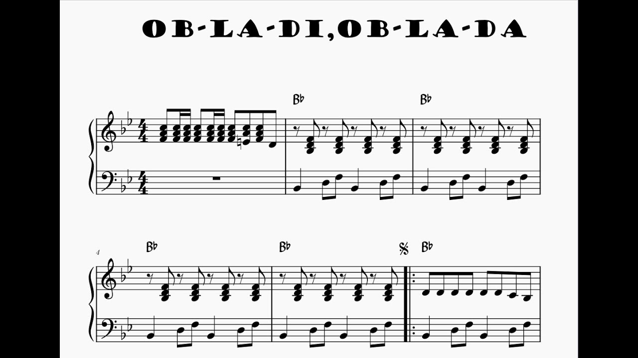 OB-LA-DI,OB-LA-DA オブラディオブラダ（ピアノ簡易版）