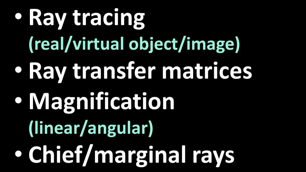 01. Geometric Optics (ray transfer matrix, linear/angular magnification, chief/marginal rays)