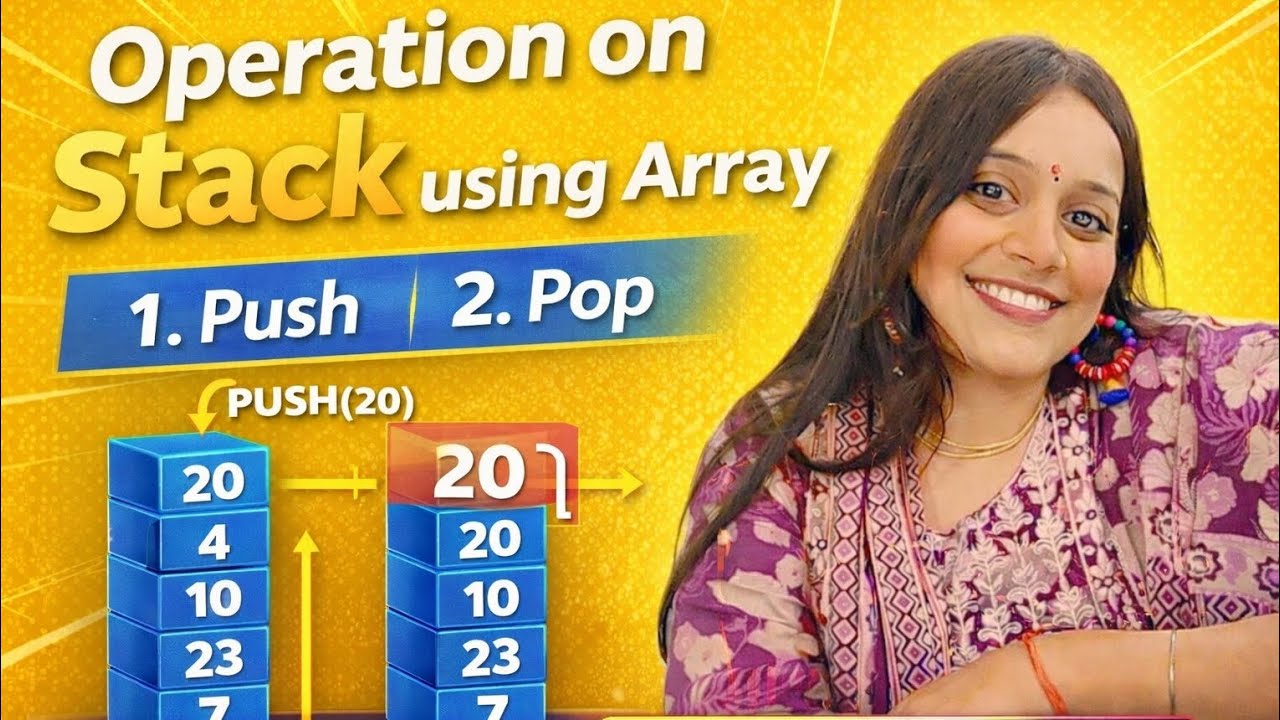 Operations on Stack in Data Structure | Push Pop Peek display using Array