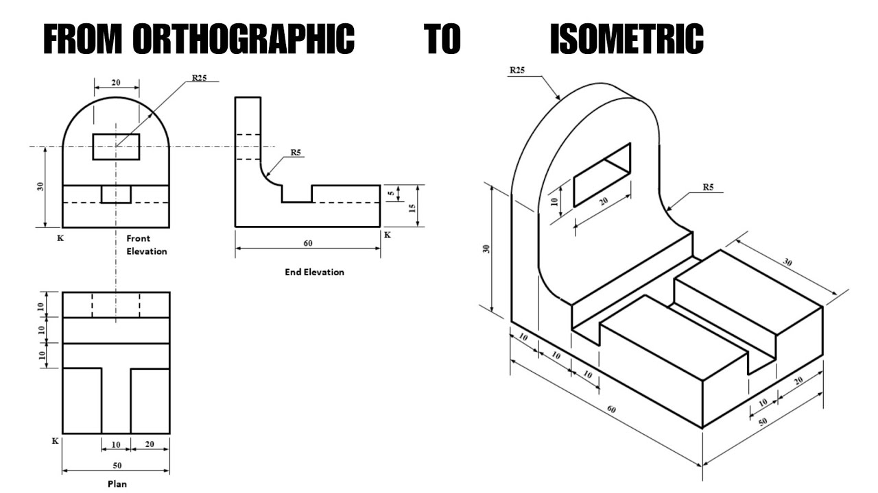 TD - More Examples on Conversion From Orthographic Into Isometric (Part 2) ‎