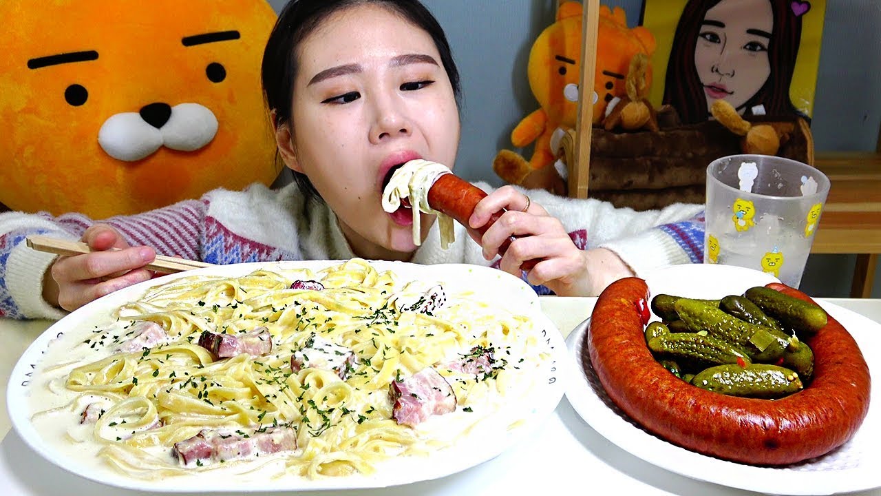 생크림파스타 킬바사소세지 먹방 Mukbang