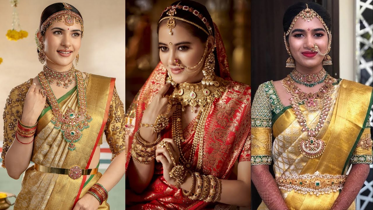Designer Bridal Sarees with Blouse Ideas//New Wedding Saree Designs 2025//Trending Wedding Sarees