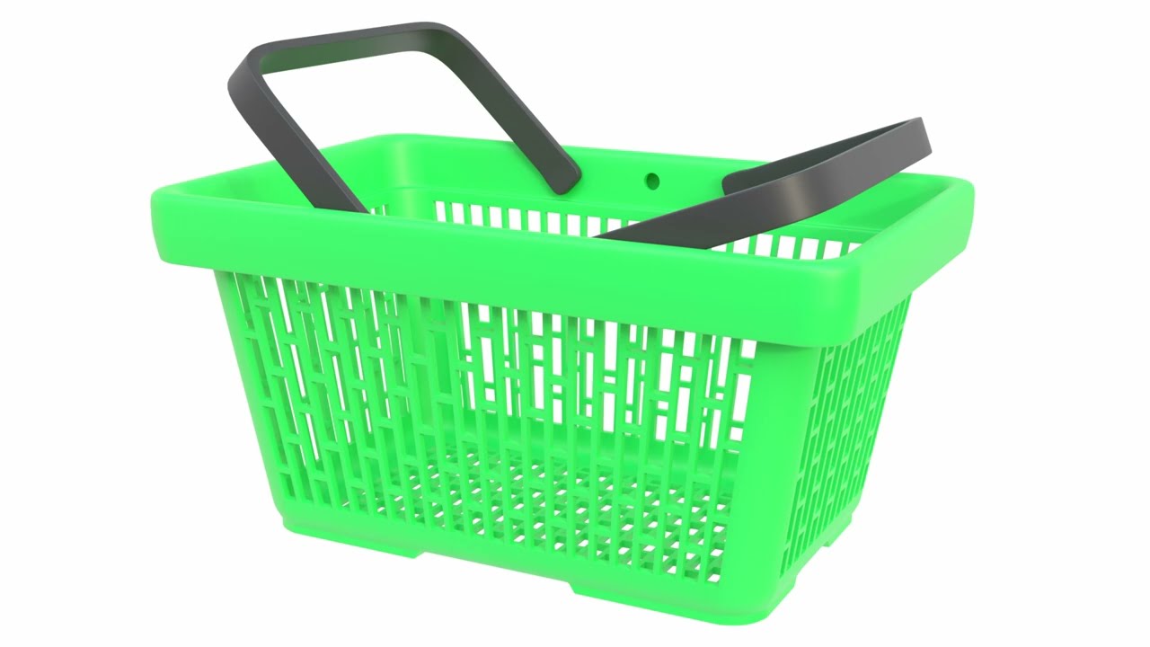 3D model of green plastic shopping baskets. Blender Market - Superhive, CGtrader (without sound)