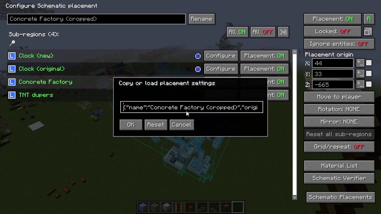 Litematica - Placement settings copy & paste