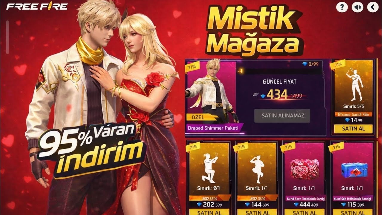 SEVGİLİLER GÜNÜ'NE MİSTİK MAĞAZA YENİ ÜCRETSİZ ÖDÜLLER YENİ SOLMUŞ VE ŞANS ÇARKLARI #freefire