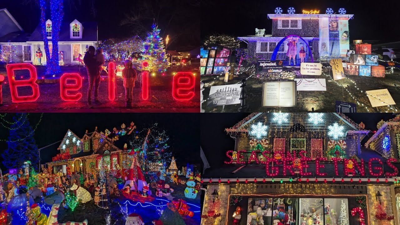 Christmas holiday House decoration in Naperville , IL, USA 