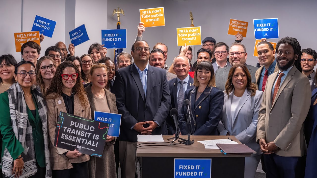 Sen. Villivalam, Rep. Delgado & transit leaders host press conference on landmark transit bill