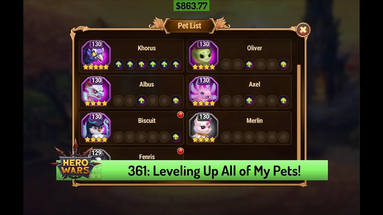 Let's Play Hero Wars 361: I Can Get All of My Pets to Level 130!  Well... Almost...