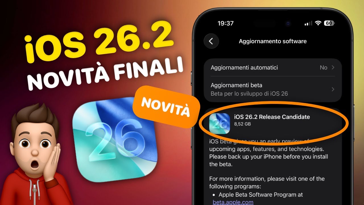 FINALMENTE! iOS 26.2 RC &egrave; QUI: PROBLEMI RISOLTI (Novit&agrave; e Data Ufficiale per iPhone)