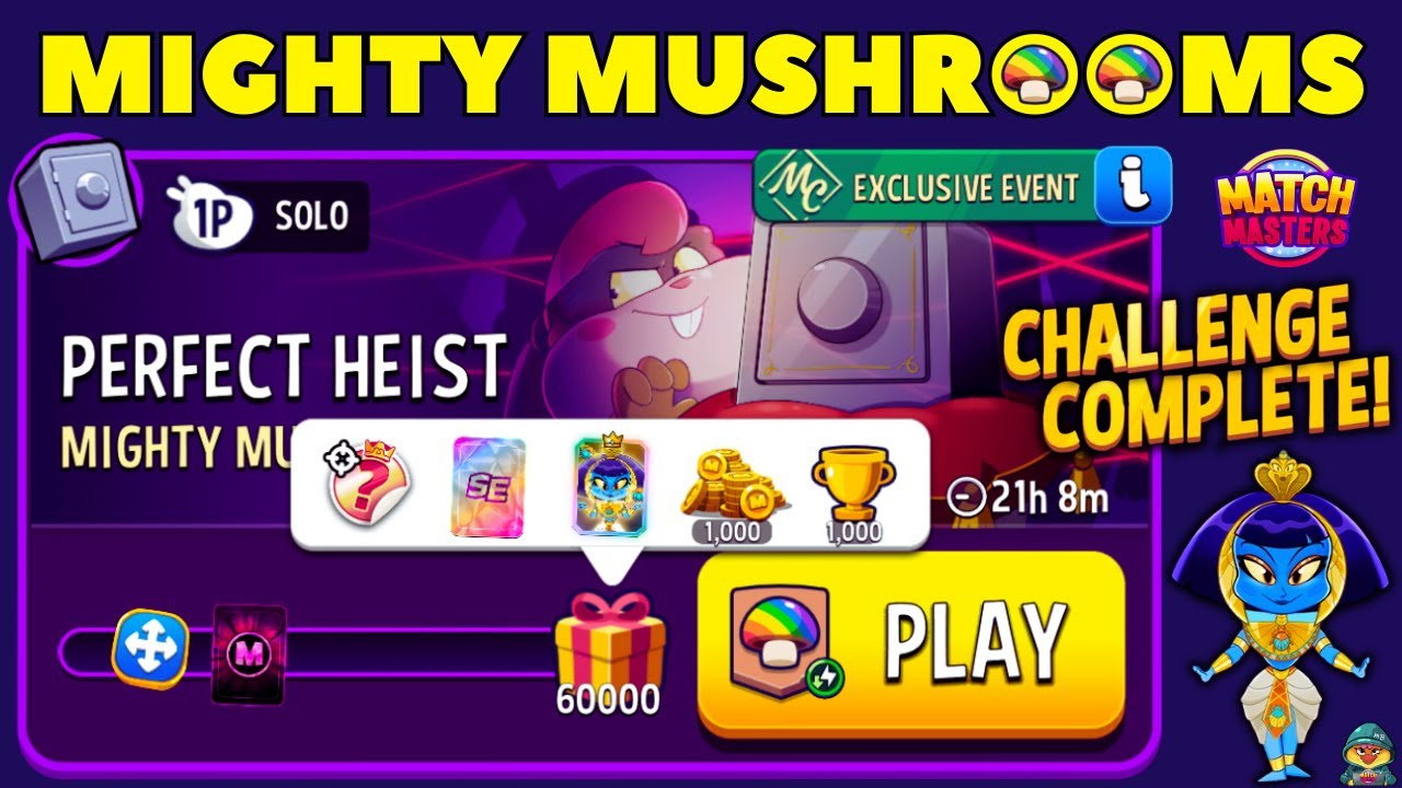 Mighty Mushrooms Perfect Heist 60000 points | Match Masters Solo Challenge