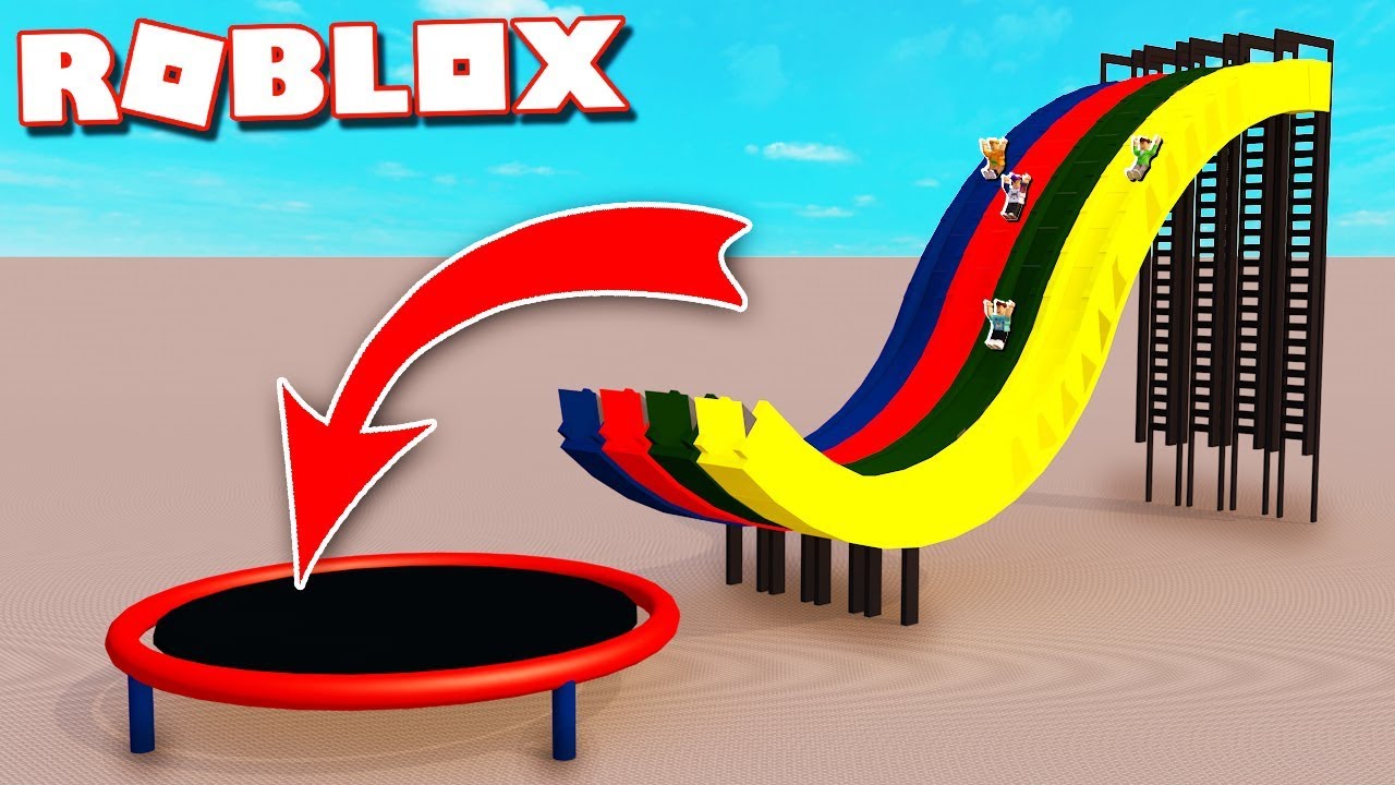 WILL YOU SURVIVE A GIANT TRAMPOLINE SLIDE IN ROBLOX?
