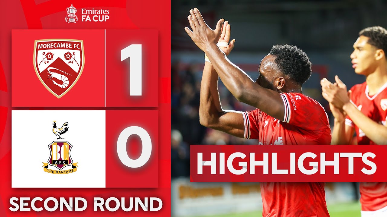 Jordan Slew Strike See's Past 10-Man Bantams | Morecambe 1-0 Bradford City | Emirates FA Cup 2024-25