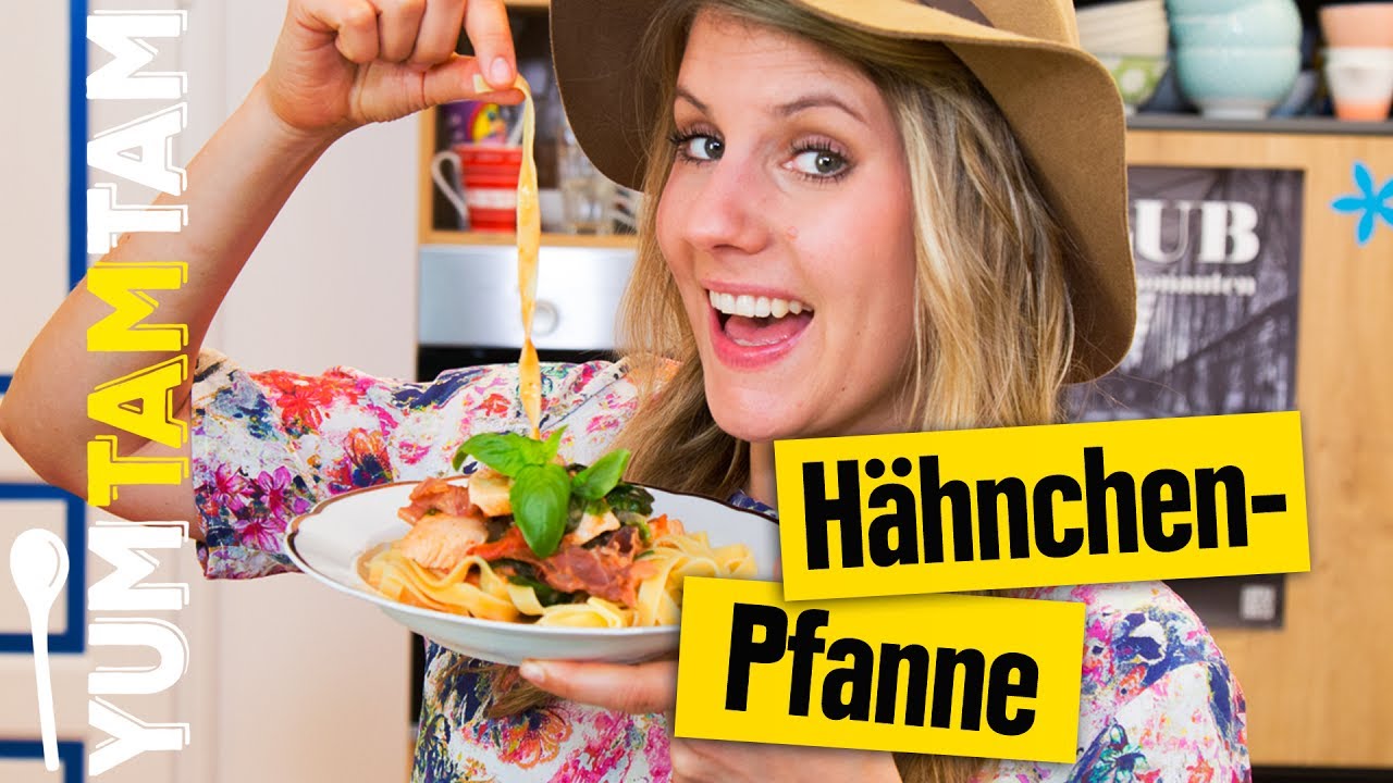 Hähnchenpfanne // mit Spinat und Nudeln // 