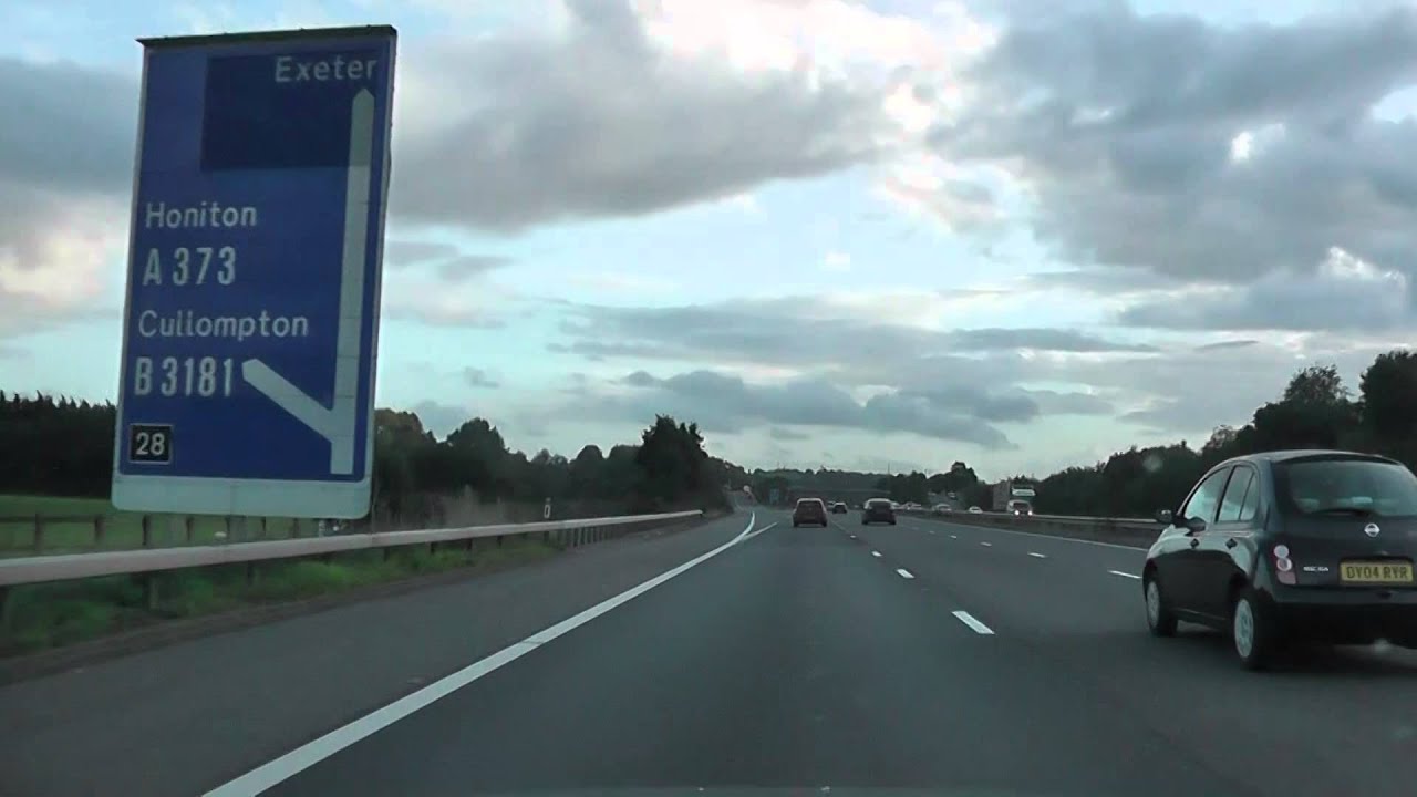 Driving On The M5 Motorway From Taunton Deane Services To M5 Motorway J31 Plymouth A38, England