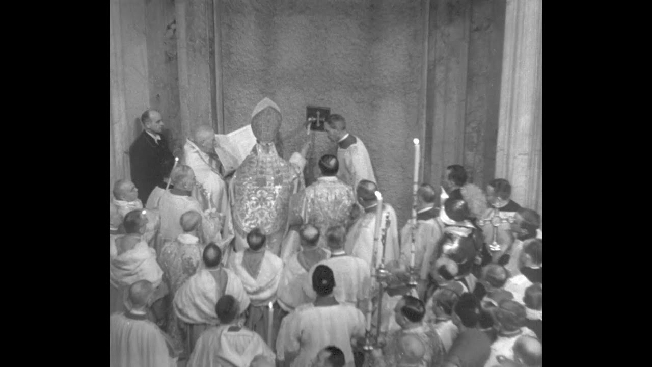 Pope Pius XII opens the Holy Door in St. Peter's Basilica to inaugurate the Holy Year [1949] [HD]