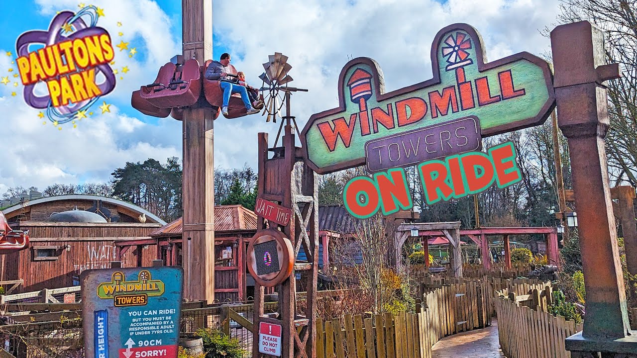 Hold Tight on Windmill Towers Drop Ride in Tornado Springs at Paultons Park (Aug 2025) [4K]