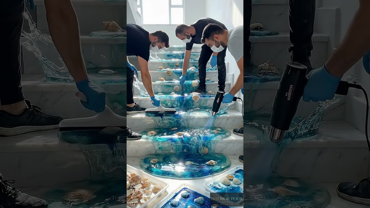 Tide Rise Staircase 🌊 | Seashell Resin Ocean Staircase Transformation
