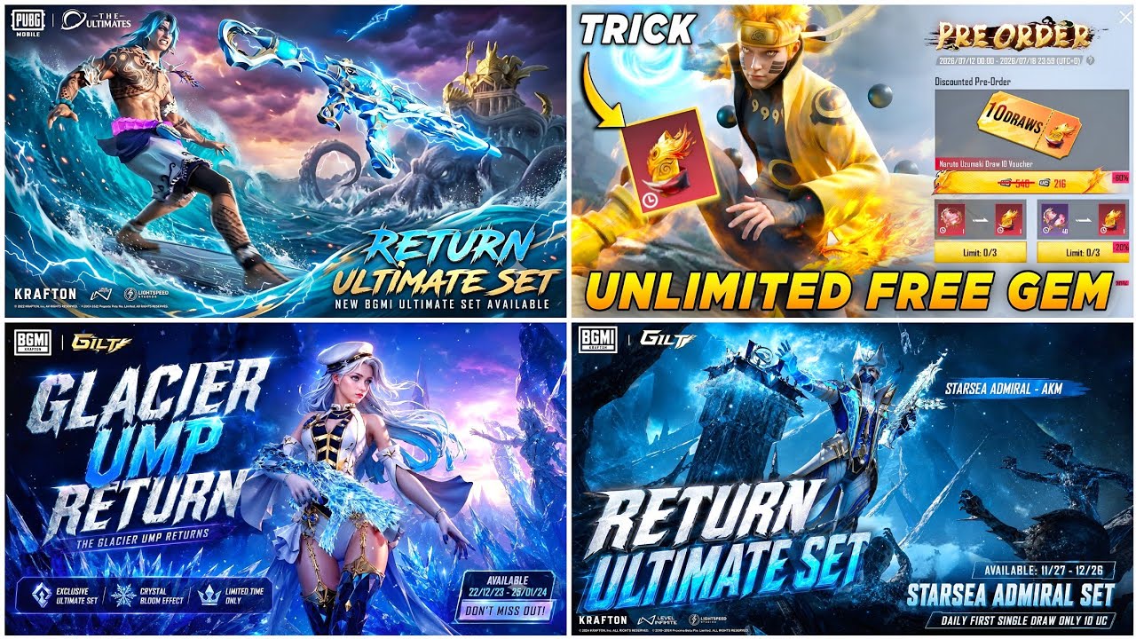 🔴 TIDAL EMBRACE M416 RETURN ✅ UNLIMITED FREE GEM TRICK 😍 GLAICER UMP RETURN 🥶 RETURN ULTIMATE SET 🔥