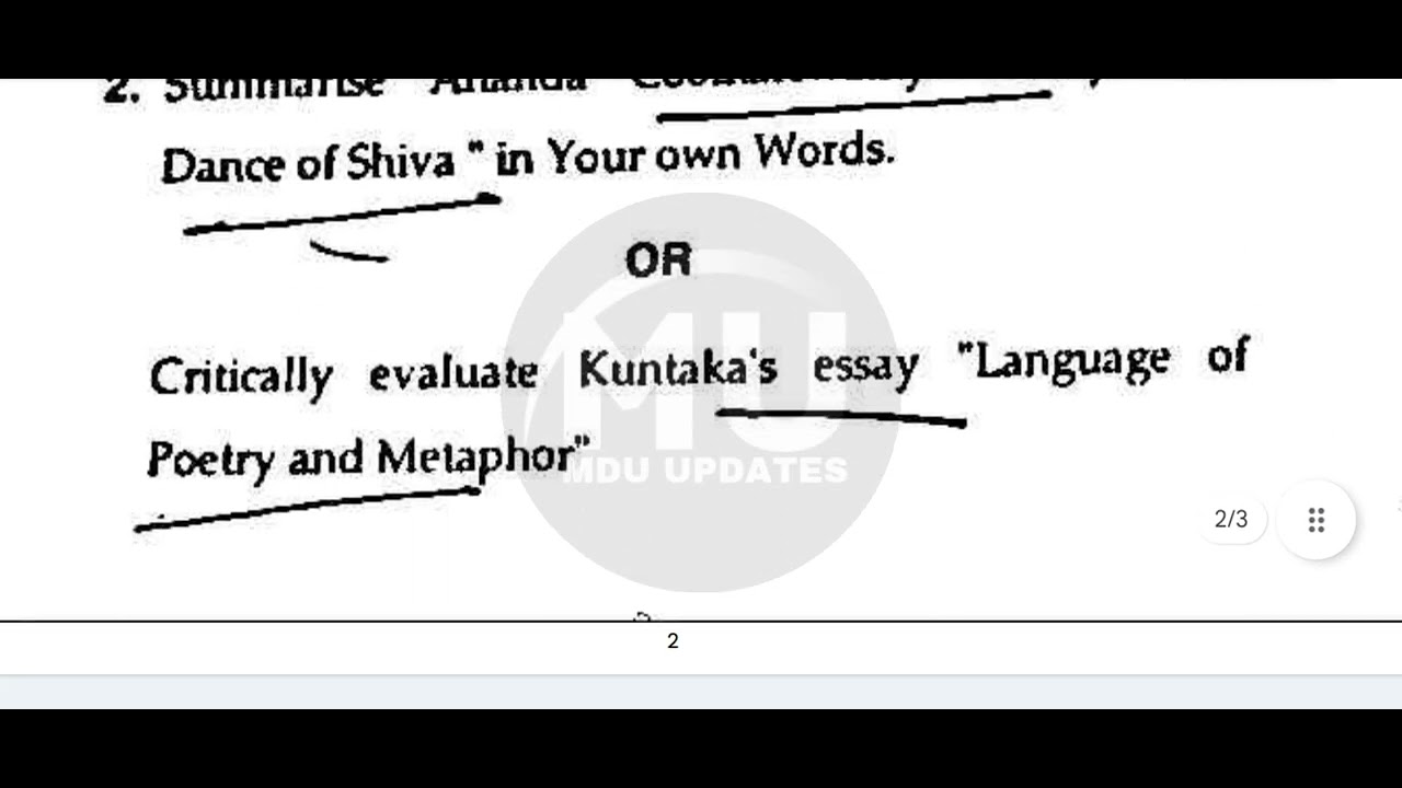 Mdu MA English 2nd sem NEP-2020 Indian Literary Theory & Criticism que paper 2026 | ma que paper