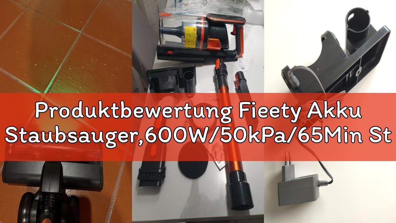 Produktbewertung Fieety Akku Staubsauger,600W/50kPa/65Min Staubsauger Kabellos mit Wandmontierte Lad