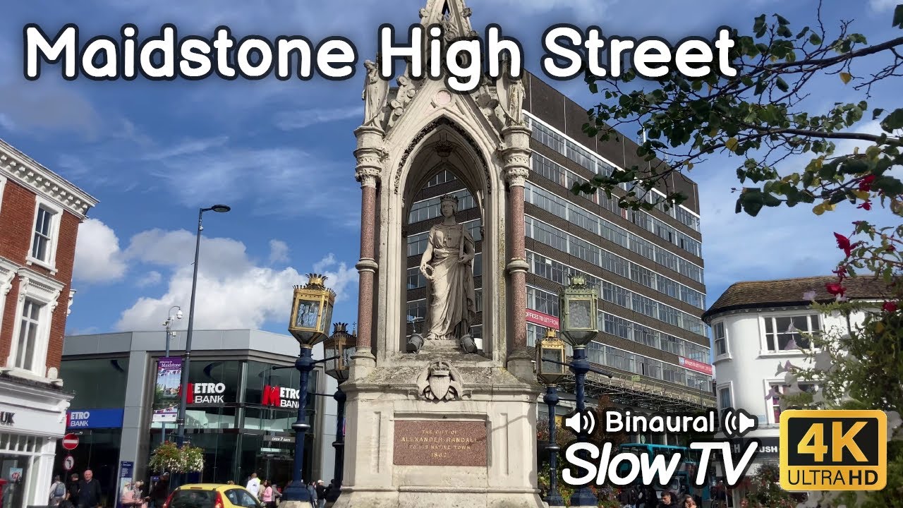 A Saturday Stroll down King Street, High Street and across the River Medway in Maidstone - Slow TV