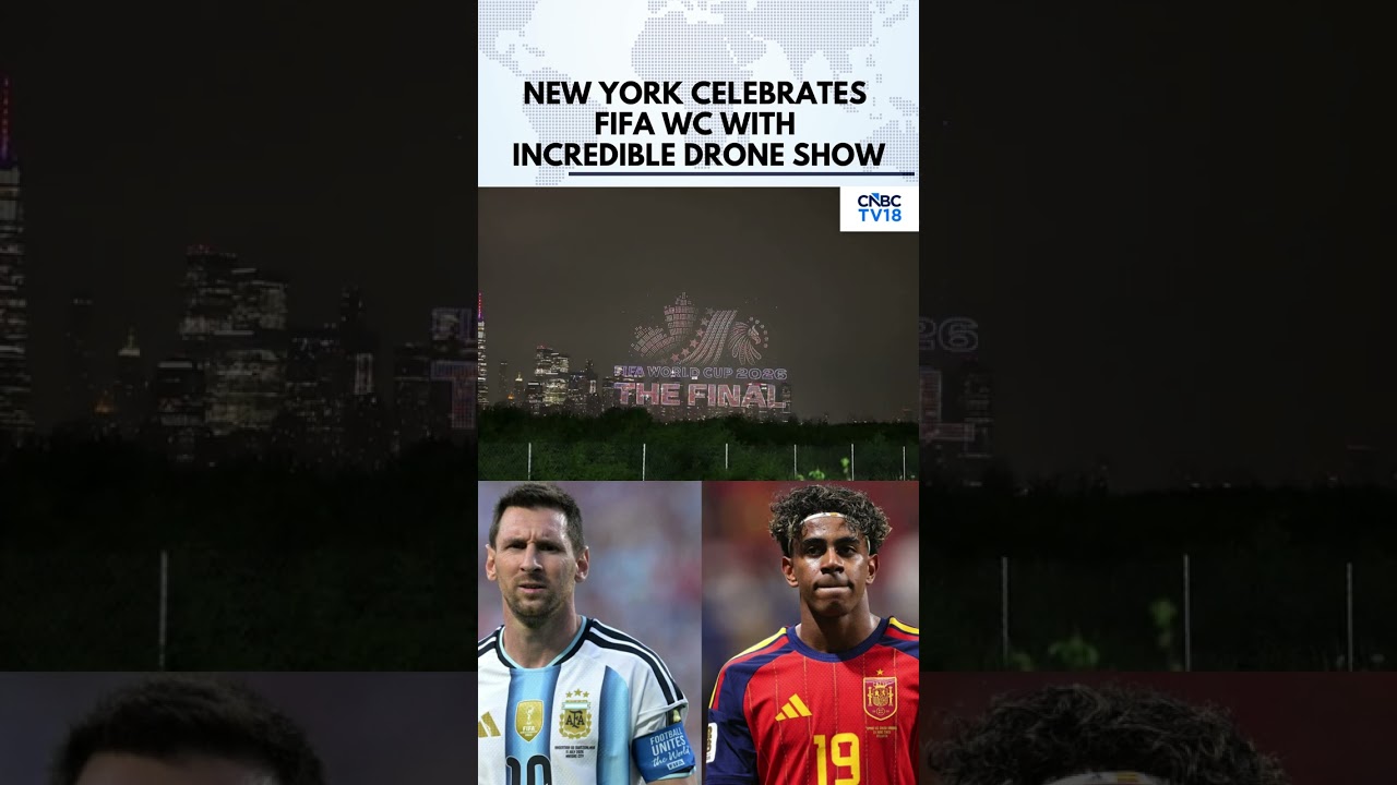 New York Sky Lights Up with FIFA World Cup Drone Show | Argentina & Spain Final Celebration | N18G