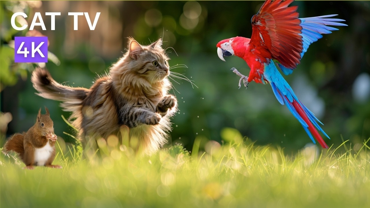 Cat TV 4K: Wild Birds & Animals in Nature for Curious Cats🐦🦋 | Relaxing Natural Sounds
