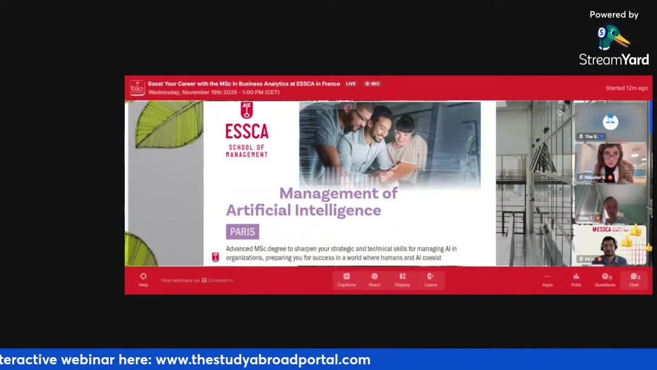 Webinar: Boost Your Career with the MSc in Business Analytics at ESSCA in France