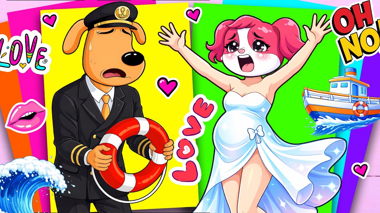 🩷💖 PREGNANT Papillon's LOVE on a SINKING SHIP Labrador Sticker Book #paperdiy #asmr #sherifflabrador