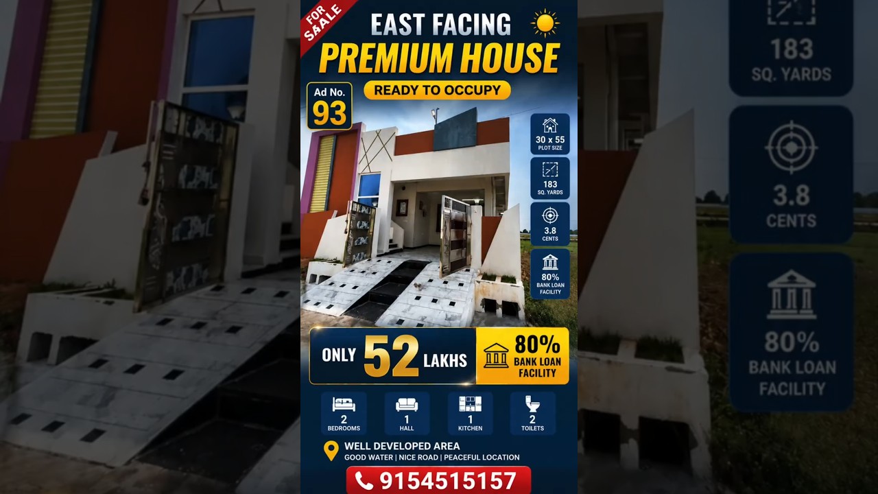 Ready to Occupy Premium House | Only ₹52 LakhsEastFacingHouse #HouseForSale #DreamHome #readytooccup