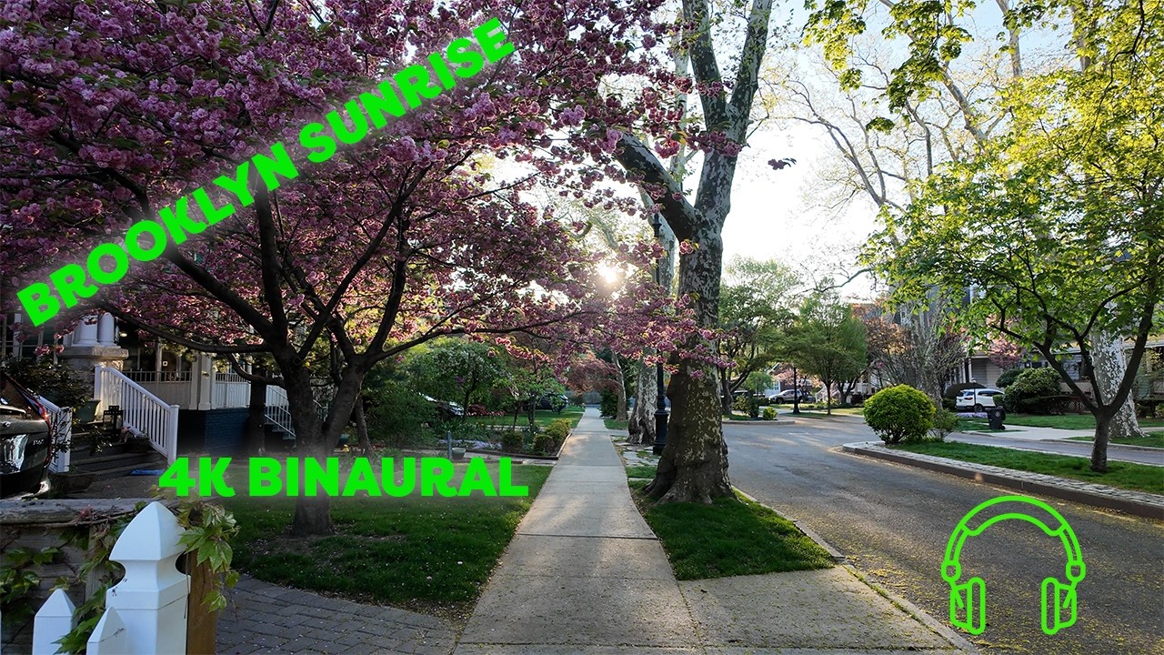 Sunrise Walk in Midwood, Brooklyn | Immersive 3D Binaural Audio | 4k 30fps