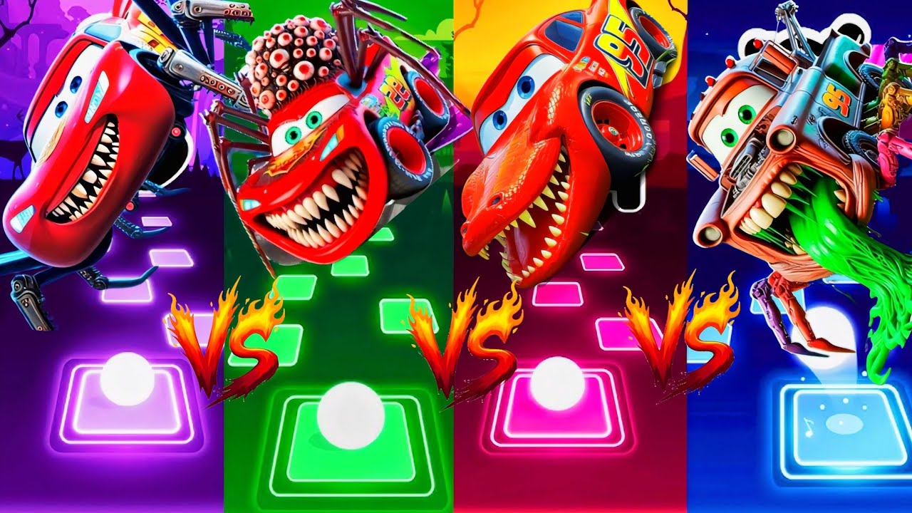 McQueen car 🆚 school bus mostar🆚 McQueen tenk- Coffin Dance Song (COVER)Tiles Hop Edm Rush Geme