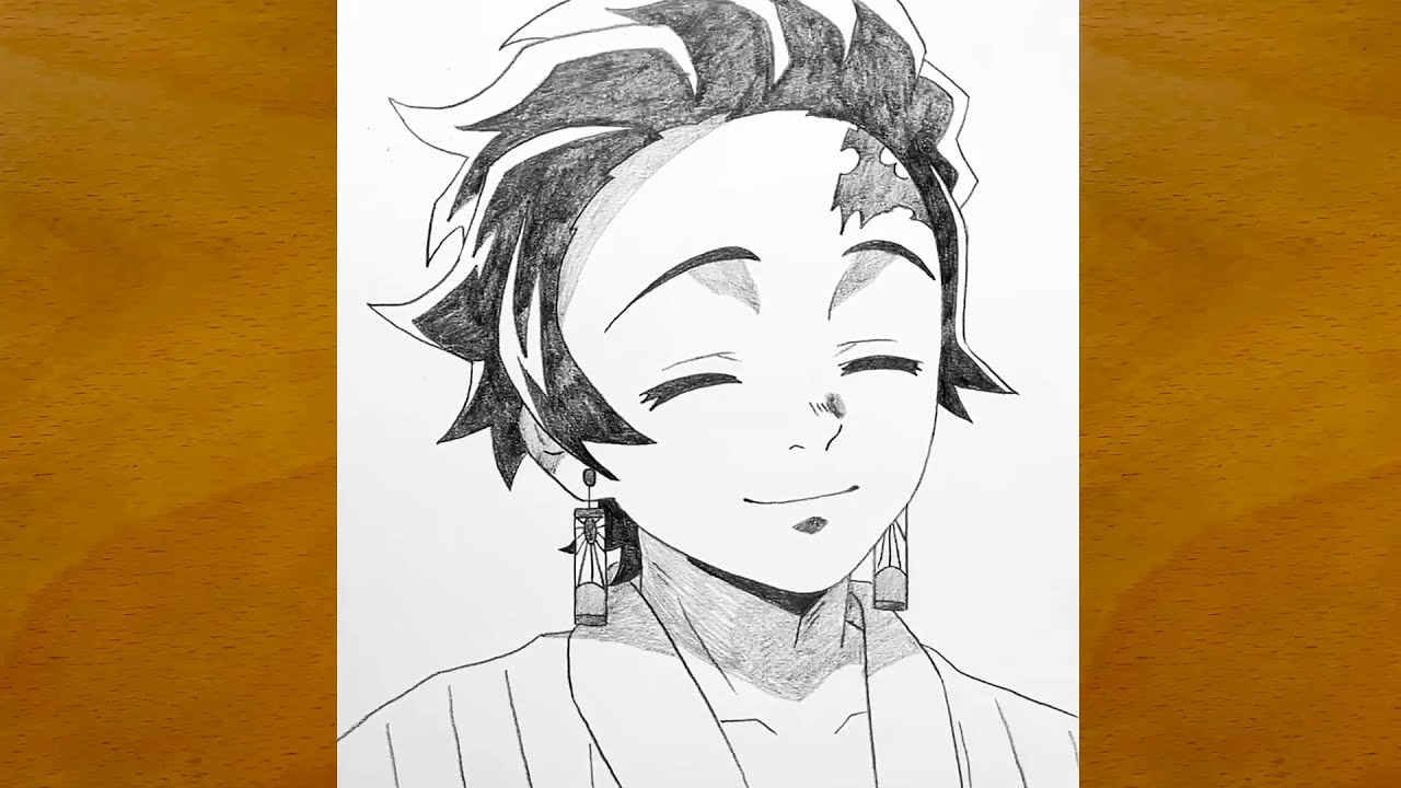 How to draw Tanjiro Kamado step by step || Demon Slayer easy drawing || Anime sketch tutorial