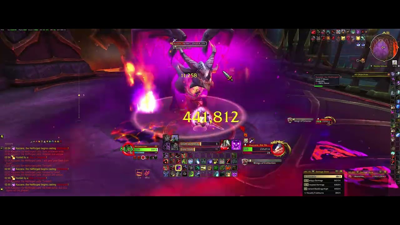 Solo Blood DeathKnight vs Aberrus, the Shadowed Crucible, Kazzara, the Hellforged Mythic Kill