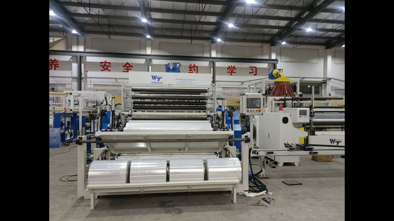 Back to back style stretch film machine specially for 50kg jumbo roll