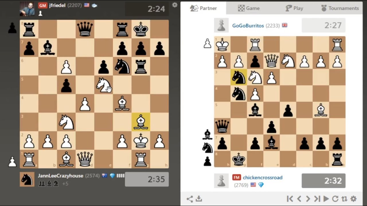 Bughouse featuring GM Josh Friedel vs JannLee and chickencrossroad