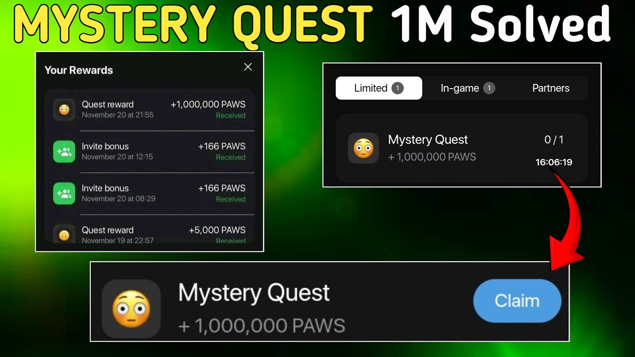 Paws Mystery Quest Task Solve | Paws 1M Task Solution | Paws new mystery quest task