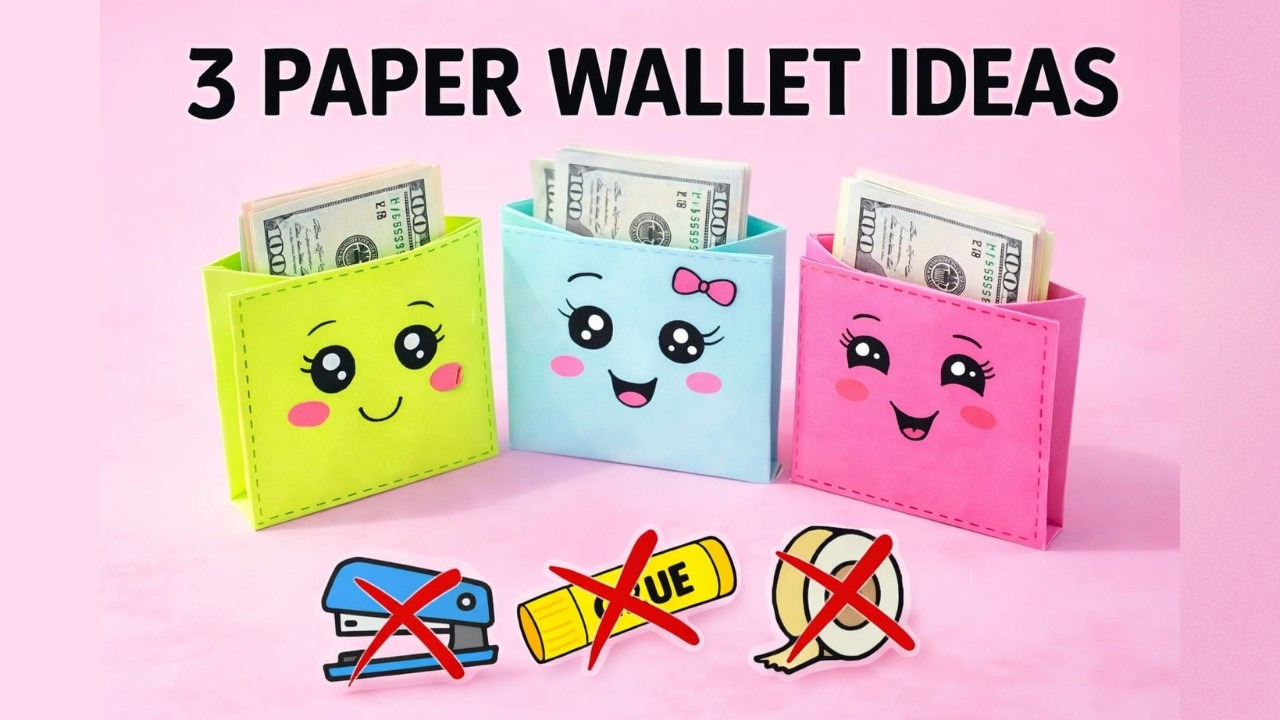 3 Cute Paper Wallet Ideas 😍 | No Glue No Tape | Easy Origami Wallet