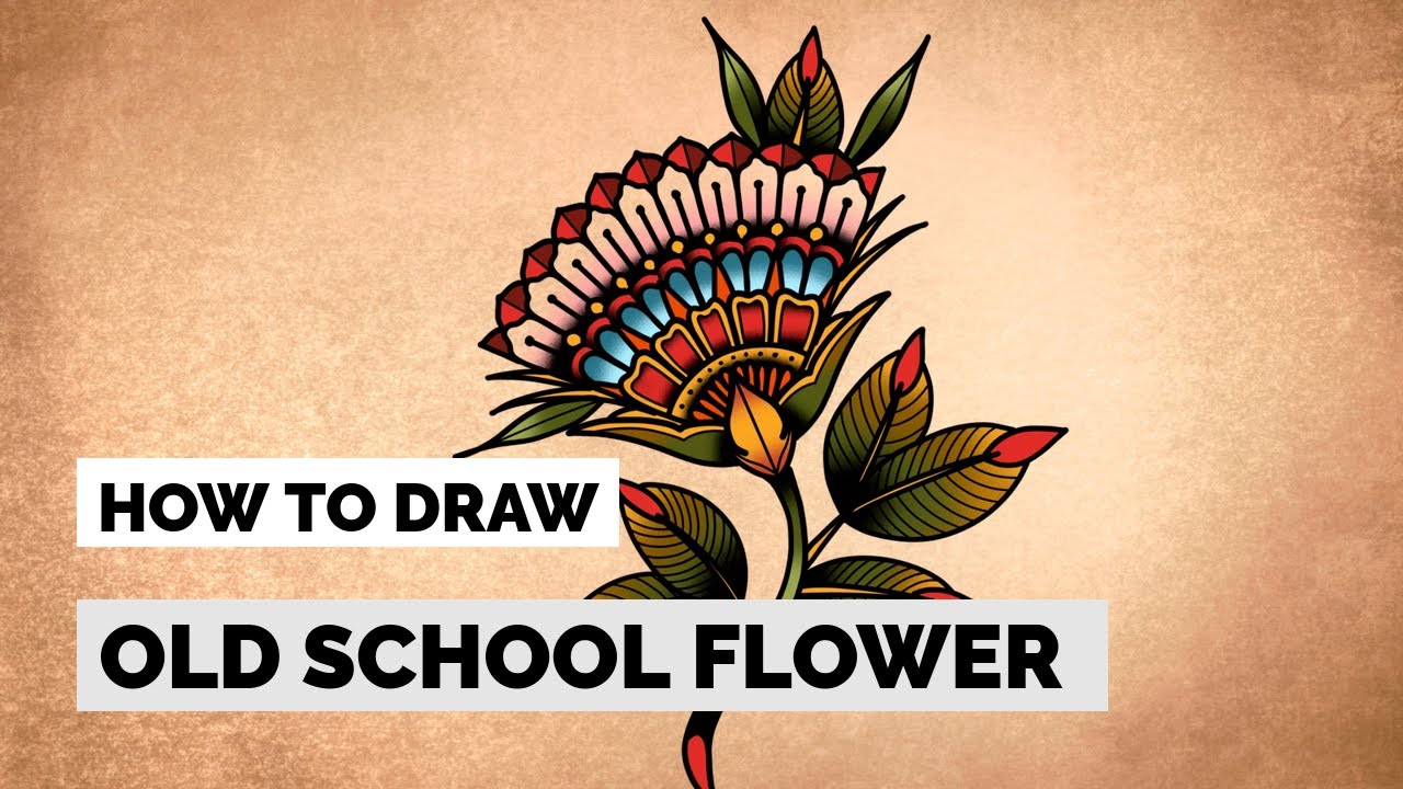 How to draw a old school flower tattoo style | Easy Tattoo Drawing Tutorial