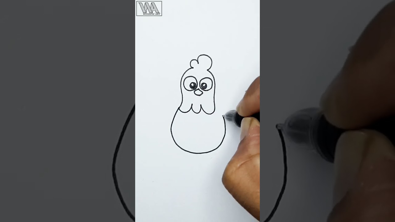 Very Easy Chicken 🐔 Sketch || How to draw a chicken || #shorts #drawing #video