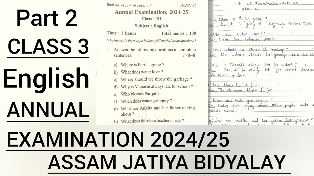 Class 3/Annual Examination 2024/25/Part 2/English/Question Answers/Assam Jatiya Bidyalay/Paper