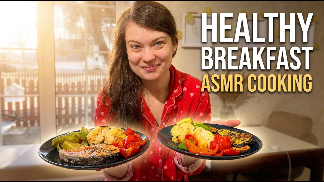 ASMR Cozy Morning Kitchen | Healthy Salmon Breakfast