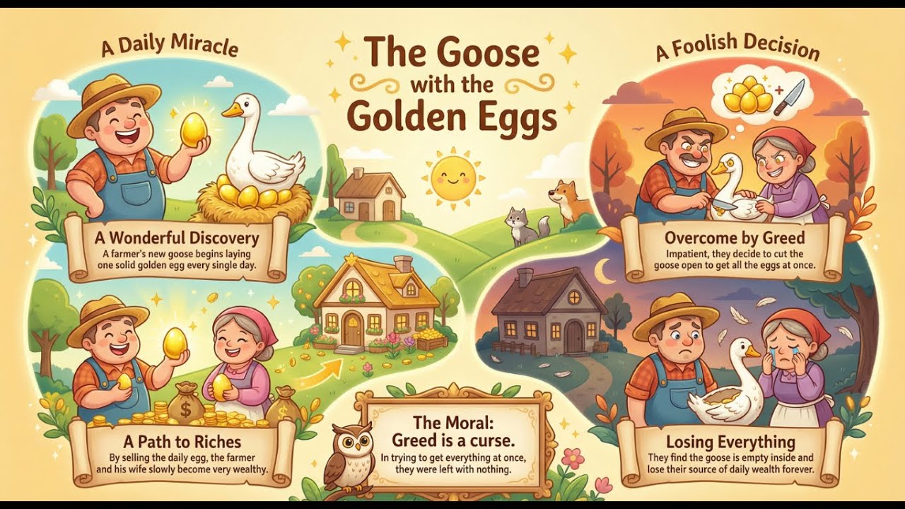 Goose and Golden Eggs | सुनहरे अंडे देने वाली बतख  | TGT