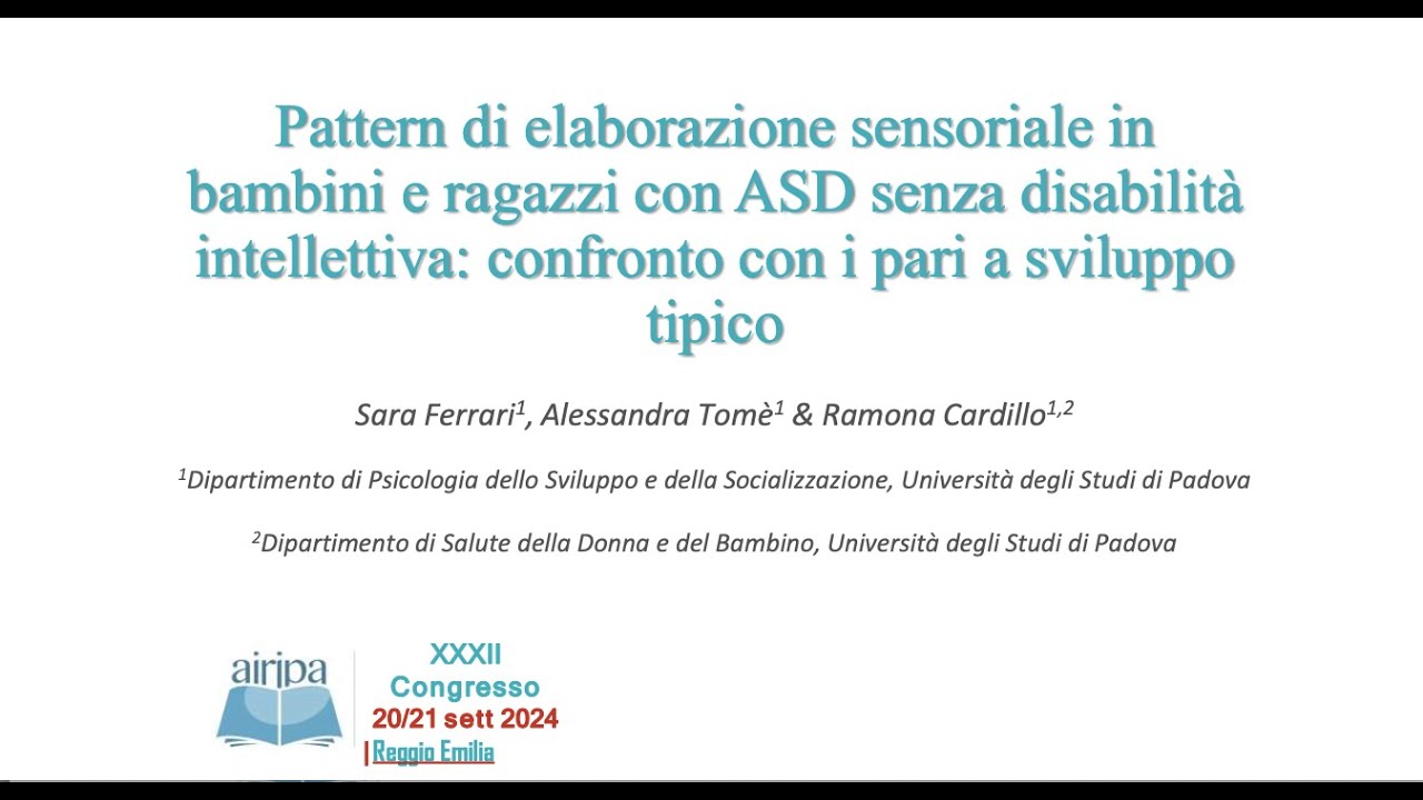 Pattern di elaborazione sensoriale in bambini e ragazzi sono ASD senza disabilità intellettive....