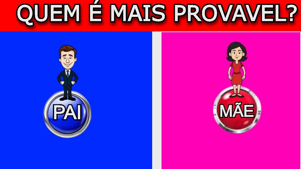 ESCOLHA UM BOTÃO PAI OU MÃE... QUEM É O MAIS PROVÁVEL A FAZER ISSO? NÃO VALE MENTIR 🤥