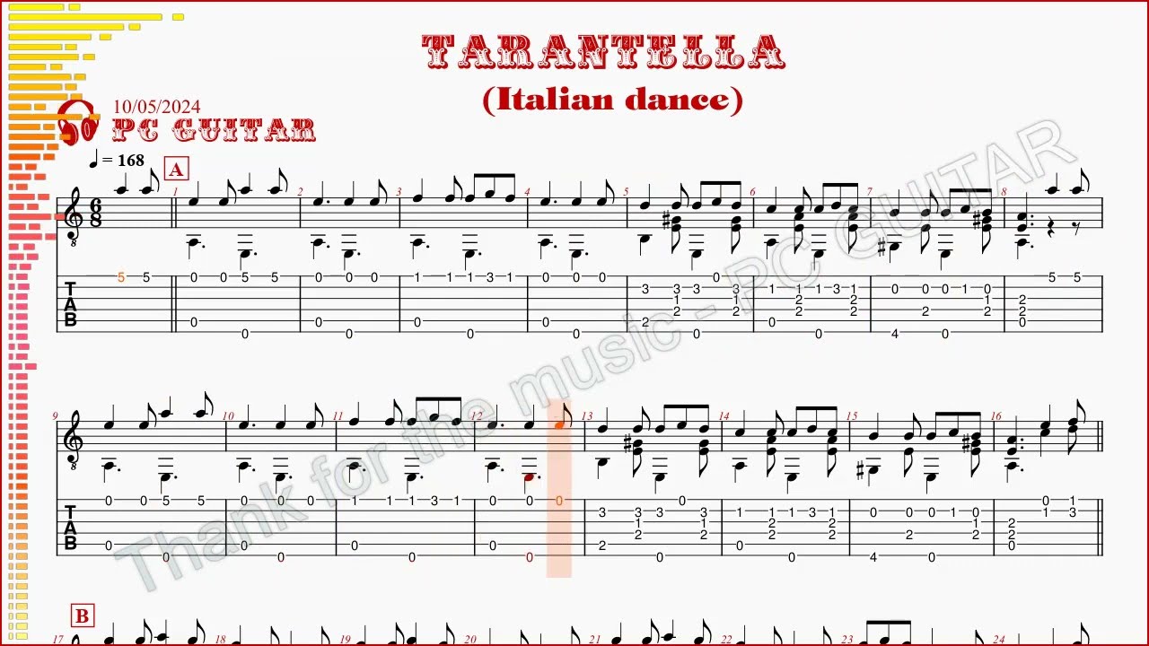Italian dance, Tarantella, guitar