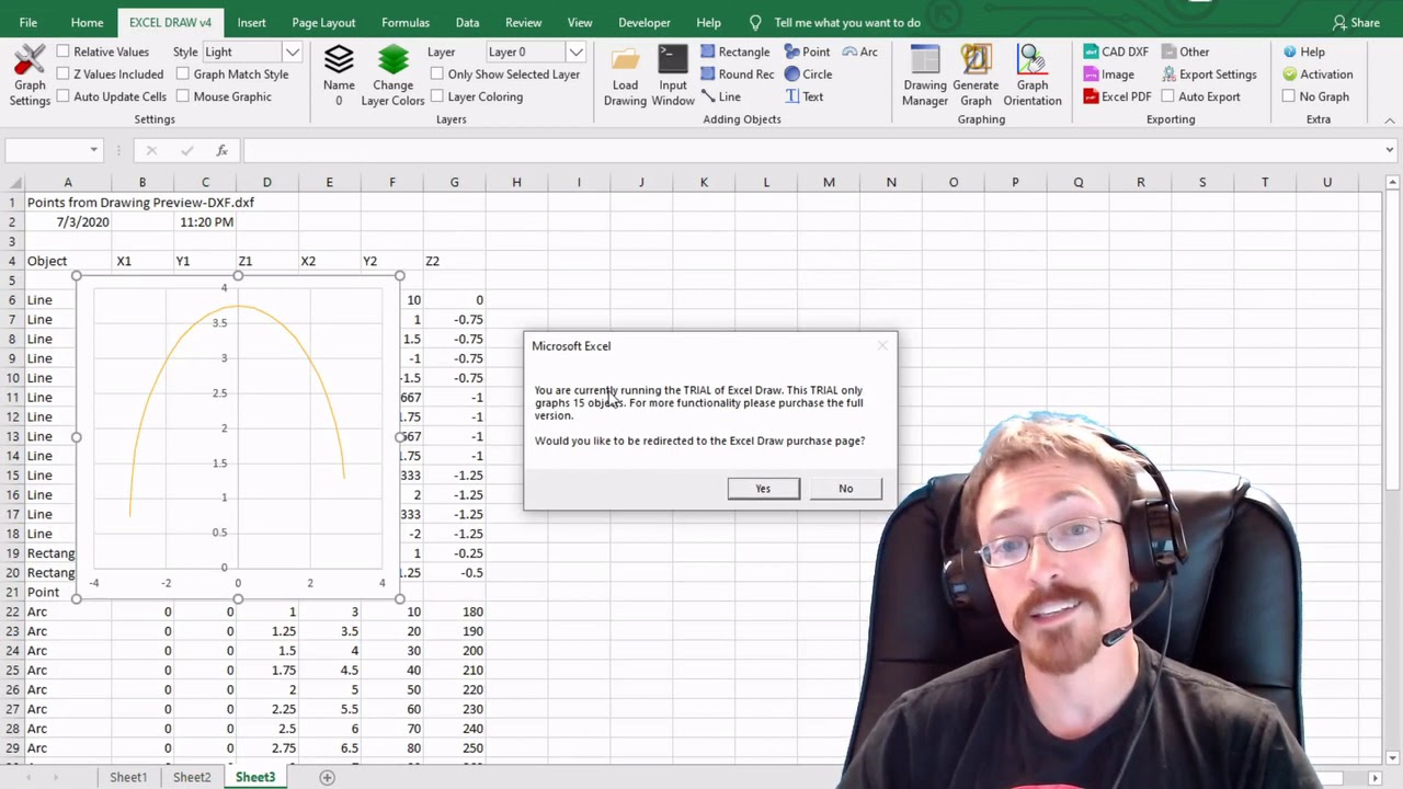 Excel Draw v4 Course 8 - Command Line Input, Open DXF, Activate License - CAD inside Microsoft Excel